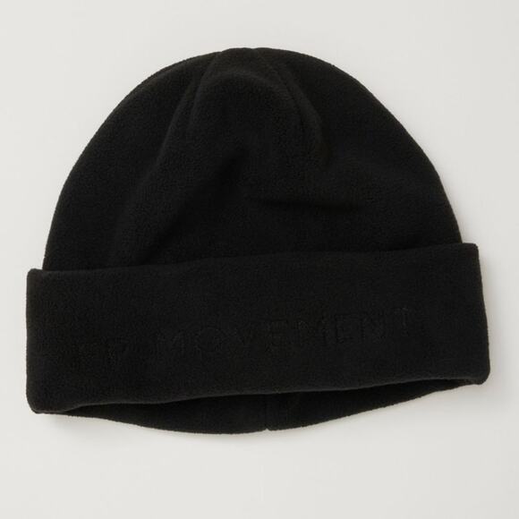 Free People FP Movement Spellout Fleece Flat Out Cuffed Beanie Hat in Black - Picture 3 of 8